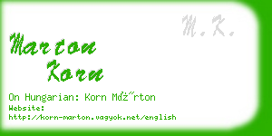 marton korn business card